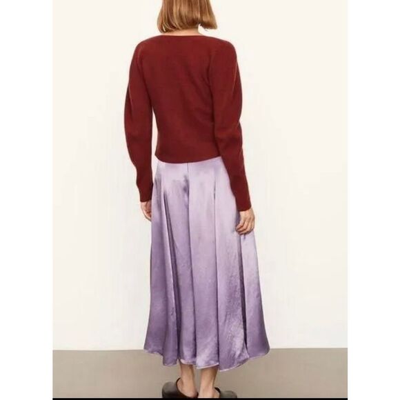 Vince paneled satin skirt in lilac size 4 midi - Picture 2 of 9